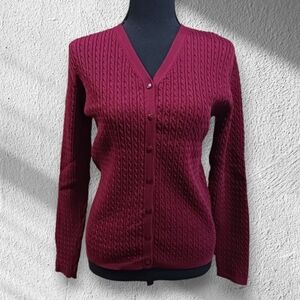 Pendleton Cableknit Cardigan Sweater Maroon